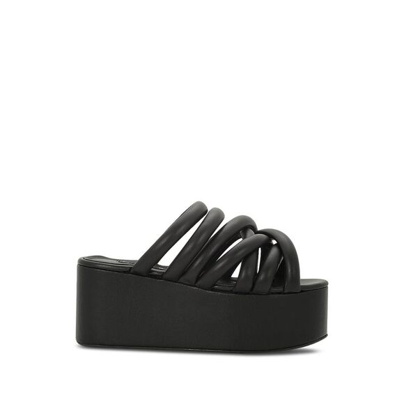 SIMON MILLER Shoes - SIMON MILLER Womens Black 2-1/2" Platform Maze Toe Wedge Slip On Sandals 40